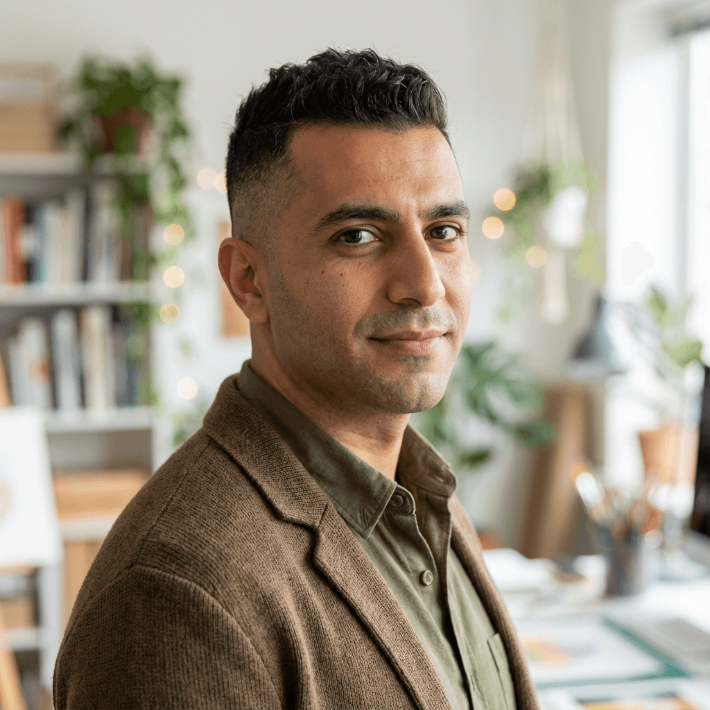 The founder of yastore smiling in his office